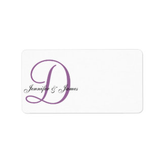 Monogram Wedding Address Labels Purple