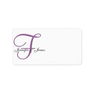 Monogram Wedding Address Labels Purple
