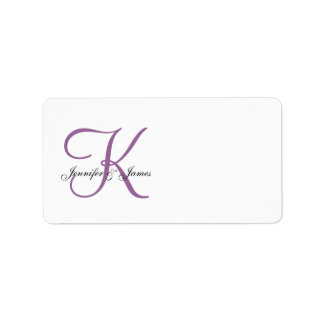 Monogram Wedding Address Labels Purple