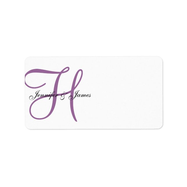 Monogram Wedding Address Labels Purple (Front)