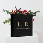 Monogram Wedding Album Classic Chic Minimal White Binder<br><div class="desc">Immerse yourself in the sophisticated allure of our Monogram Wedding Album Classic Chic Minimal White 3-ring binder, now enhanced with a touch of opulence in black and gold. This personalized guestbook beautifully captures the essence of your special day, featuring a classic monogram design with the initials of the bride and...</div>