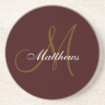 Monogram Wedding Anniversary Coaster Brown<br><div class="desc">Monogram Wedding Anniversary Coasters. Monogram Logo Design by Elke Clarke © 2008,  2009,  2010. Customize with your last name and monogram using the prompts or select "customize it" to have more editing options.</div>