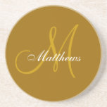 Monogram Wedding Anniversary Coaster Gold<br><div class="desc">Monogram Wedding Anniversary Coasters. Monogram Logo Design by Elke Clarke © 2008,  2009,  2010. Customize with your last name and monogram using the prompts or select "customize it" to have more editing options.</div>