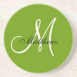 Monogram Wedding Anniversary Coaster Green<br><div class="desc">Monogram Wedding Anniversary Coasters. Monogram Logo Design by Elke Clarke © 2008,  2009,  2010. Customize with your last name and monogram using the prompts or select "customize it" to have more editing options.</div>