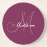 Monogram Wedding Anniversary Coaster Wine<br><div class="desc">Monogram Wedding Anniversary Coasters. Monogram Logo Design by Elke Clarke © 2008,  2009,  2010. Customize with your last name and monogram using the prompts or select "customize it" to have more editing options.</div>