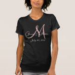 Monogram Wedding Announcement Pink & White T-Shirt<br><div class="desc">Monogram Wedding Announcement Elegant T-Shirt. Small but elegant way to document your wedding with your initial,  names and date in the top left corner of the shirt. You can pick the colours and of course customize with your personal information.</div>