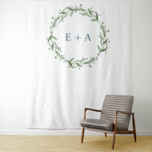 Monogram wedding backdrop, photo prop, photo booth tapestry