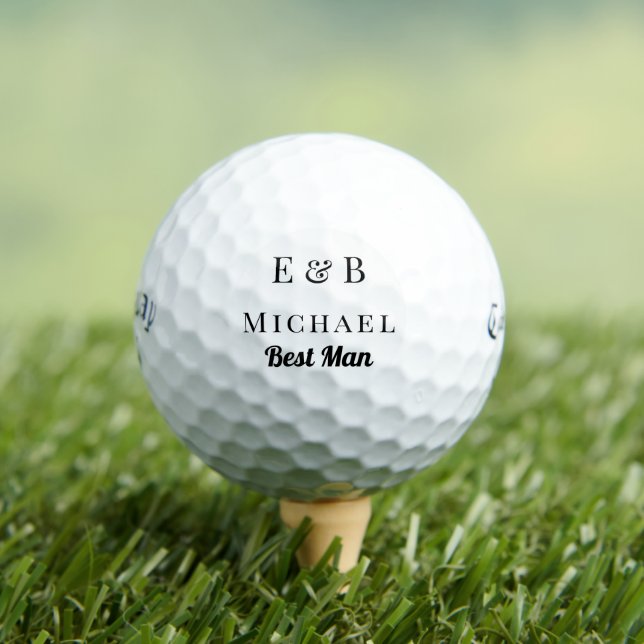 Monogram Wedding Best Man Gift Personalized Black Golf Balls (Insitu Tee)