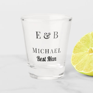Monogram Wedding Best Man Gift Personalized Black  Shot Glass