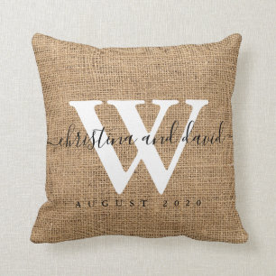 Monogram Wedding Bride and groom Personalized Throw Pillow