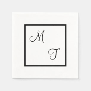 monogram wedding bride bridegroom black white napkin