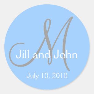 Monogram Wedding Bride Groom Date Aqua Sticker