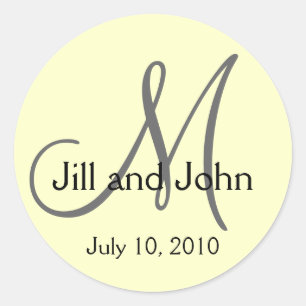 Monogram Wedding Bride Groom Date Cream Sticker