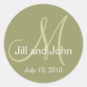 Monogram Wedding Bride Groom Green Sticker