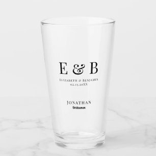 Monogram Wedding Bridesman Gift Personalized Black Glass