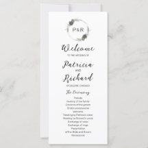 Monogram Wedding Ceremony Program 4x9 Card