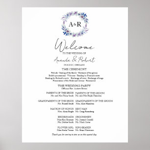Monogram Wedding Ceremony Program Sign Foam Board