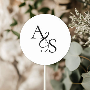Monogram, Wedding Classic Round Sticker