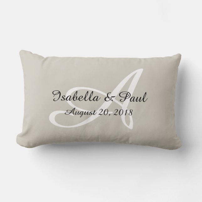 Monogram wedding date pillow (Front)