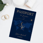 Monogram Wedding Destination Passport World Map Invitation<br><div class="desc">Modern and Elegant World Map Invitation Wedding Destination,  like passport with your monogram</div>