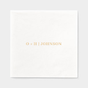 Monogram Wedding Elegant Simple Minimalist Gold Foil Napkins