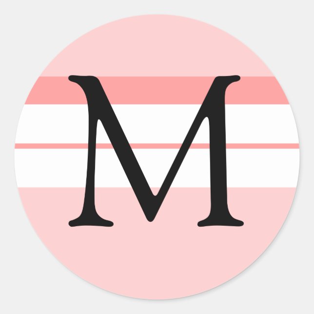 Monogram Wedding Envelope Sticker Light Pink (Front)
