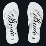 Monogram wedding flip flops for bride and groom<br><div class="desc">Rustic monogrammed wedding flip flops for groom and bride or guests. Custom strap colour for him and her / men and women. Customizable background colour and personalizable with name initials or monogram. Modern black and white his and hers wedge sandals with stylish script calligraphy typography. Cute party favour for beach...</div>