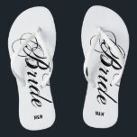 Monogram wedding flip flops for bride and groom<br><div class="desc">Rustic monogrammed wedding flip flops for groom and bride or guests. Custom strap colour for him and her / men and women. Customizable background colour and personalizable with name initials or monogram. Modern black and white his and hers wedge sandals with stylish script calligraphy typography. Cute party favour for beach...</div>