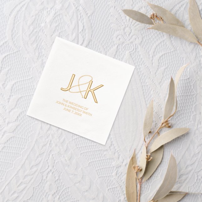 Monogram Wedding Foil Stamped Napkins (Insitu (wedding 2))