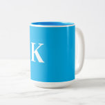 Monogram Wedding Gift Party Favour Blue White Name Two-Tone Coffee Mug<br><div class="desc">Designed with custom monogram text template which you can edite and personalize!</div>