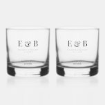Monogram Wedding Groomsman Gift Personalized Black Whiskey Glass<br><div class="desc">Monogram personalized wedding whiskey glass gift for groomsmen.</div>