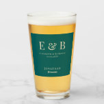 Monogram Wedding Groomsman Gift Personalized green Glass<br><div class="desc">Monogram personalized wedding pint glass gift for groomsmen.</div>