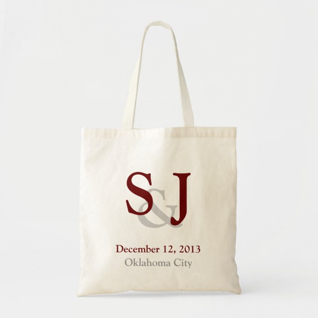 Monogram Wedding Guest Tote Bag Favour (Front)