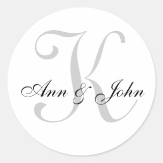 Monogram Wedding Initial Bride Groom Names Sticker