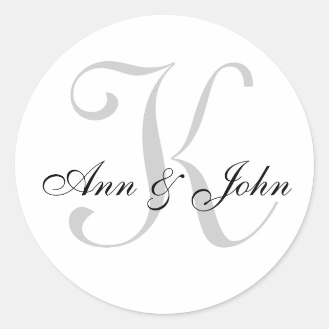 Monogram Wedding Initial Bride Groom Names Sticker (Front)