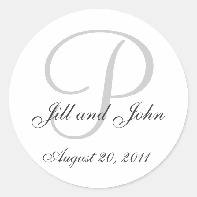 Monogram Wedding Initial Bride Groom Seal Sticker (Front)