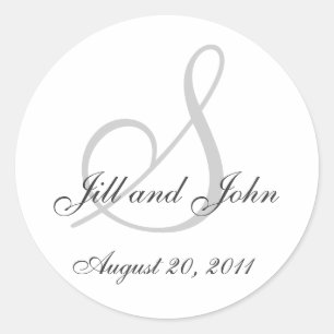 Monogram Wedding Initial Bride Groom Seal Sticker