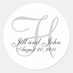 Monogram Wedding Initial Bride Groom Seal Sticker