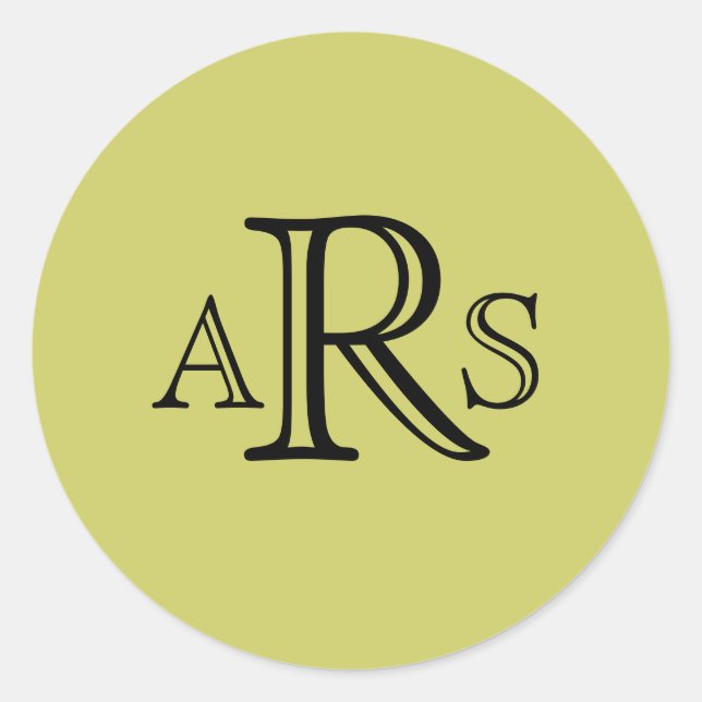 Monogram Wedding Initial Green Sticker (Front)