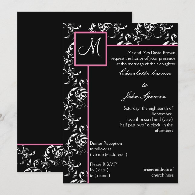 Monogram wedding Invitation (Front/Back)