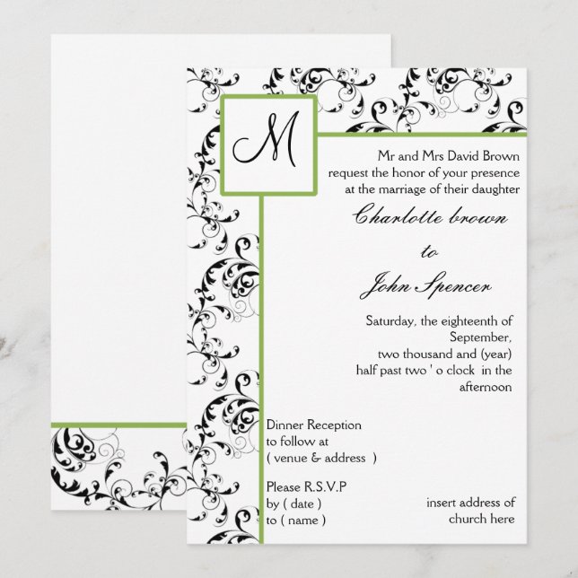 Monogram wedding Invitation (Front/Back)