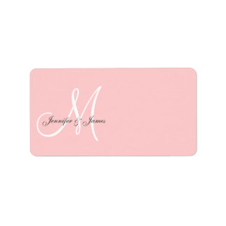 Monogram Wedding Invitation Address Labels Pink
