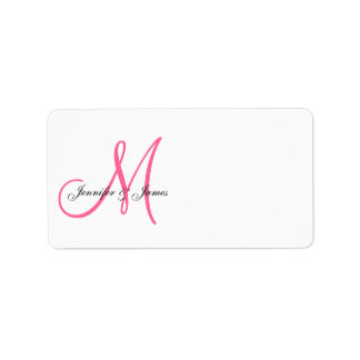 Monogram Wedding Invitation Address Labels Pink