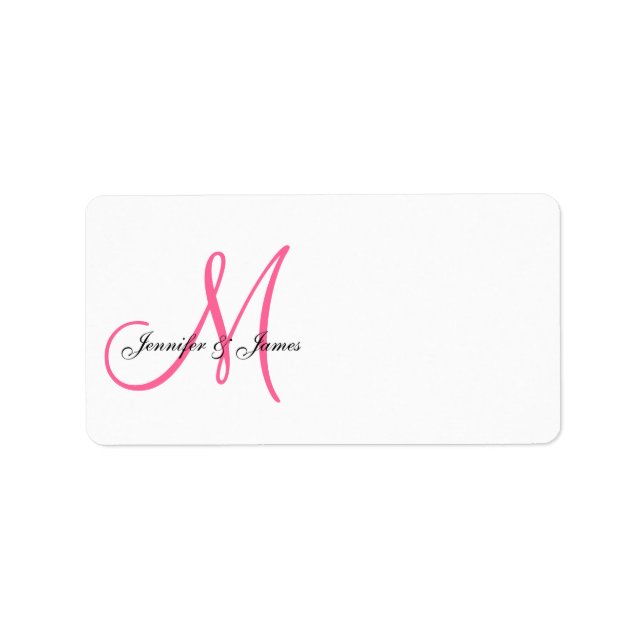Monogram Wedding Invitation Address Labels Pink (Front)