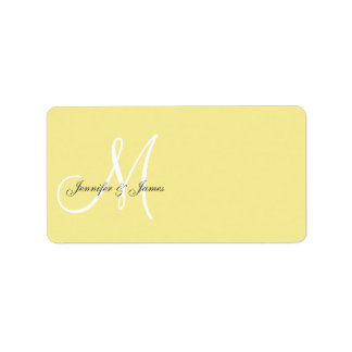 Monogram Wedding Invitation Address Labels Yellow