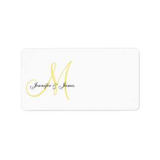 Monogram Wedding Invitation Address Labels Yellow