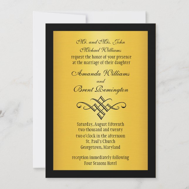 Monogram Wedding Invitation in Gold (Front)