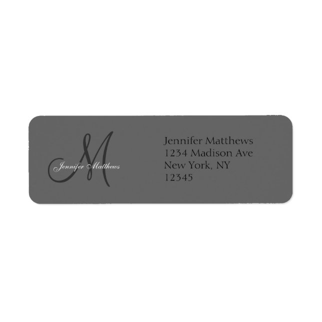 Monogram Wedding Invitation Return Address Labels (Front)