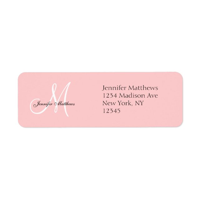 Monogram Wedding Invitation Return Address Labels (Front)