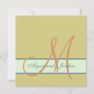 Monogram Wedding Invitation Sea Beach Colours